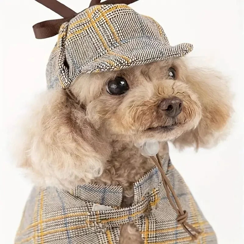 Plaid Detective Costume with Hat for Dogs and Cats