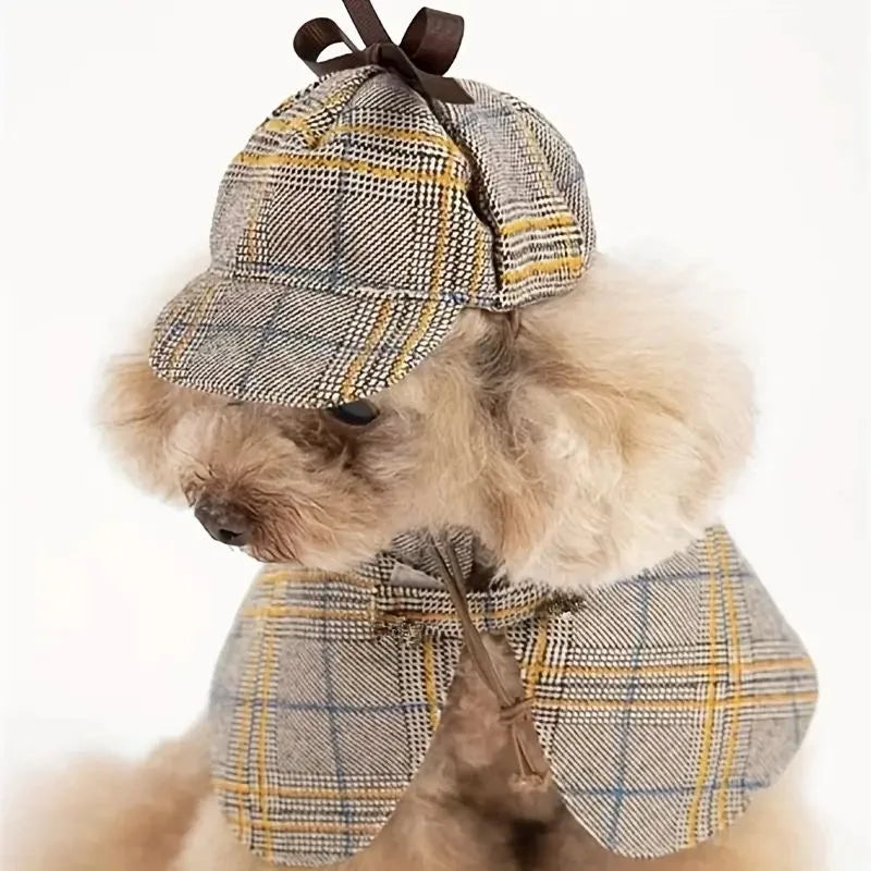 Plaid Detective Costume with Hat for Dogs and Cats