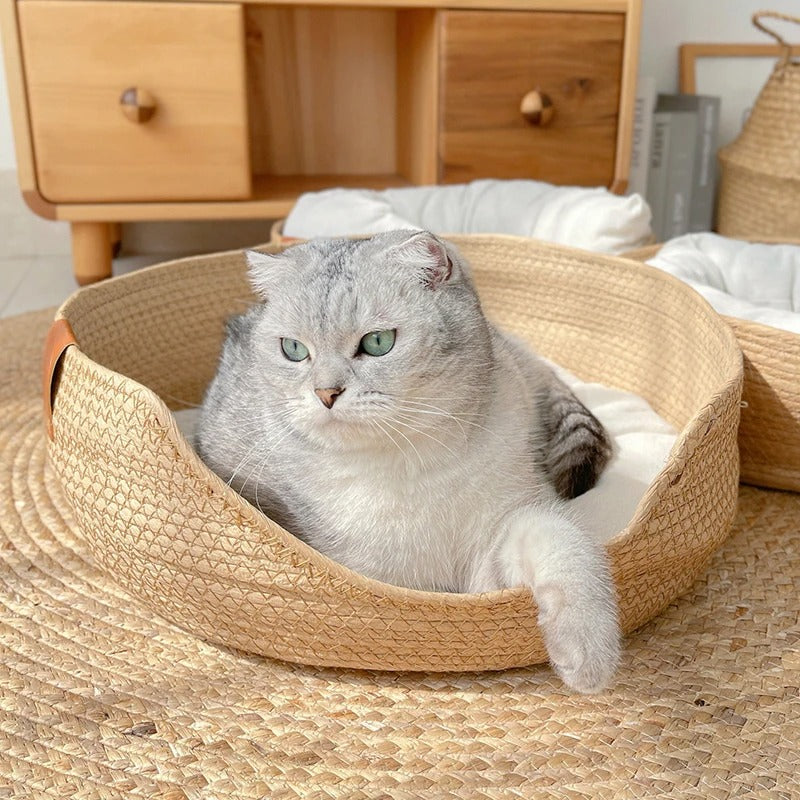 Pet Basket Bed with Cushion
