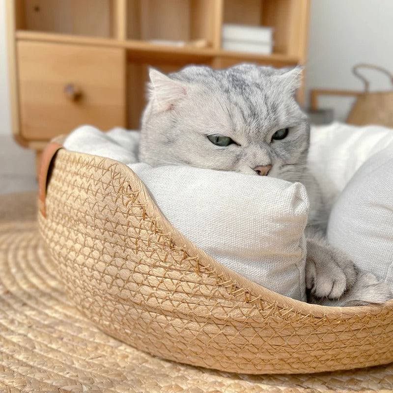 Pet Basket Bed with Cushion